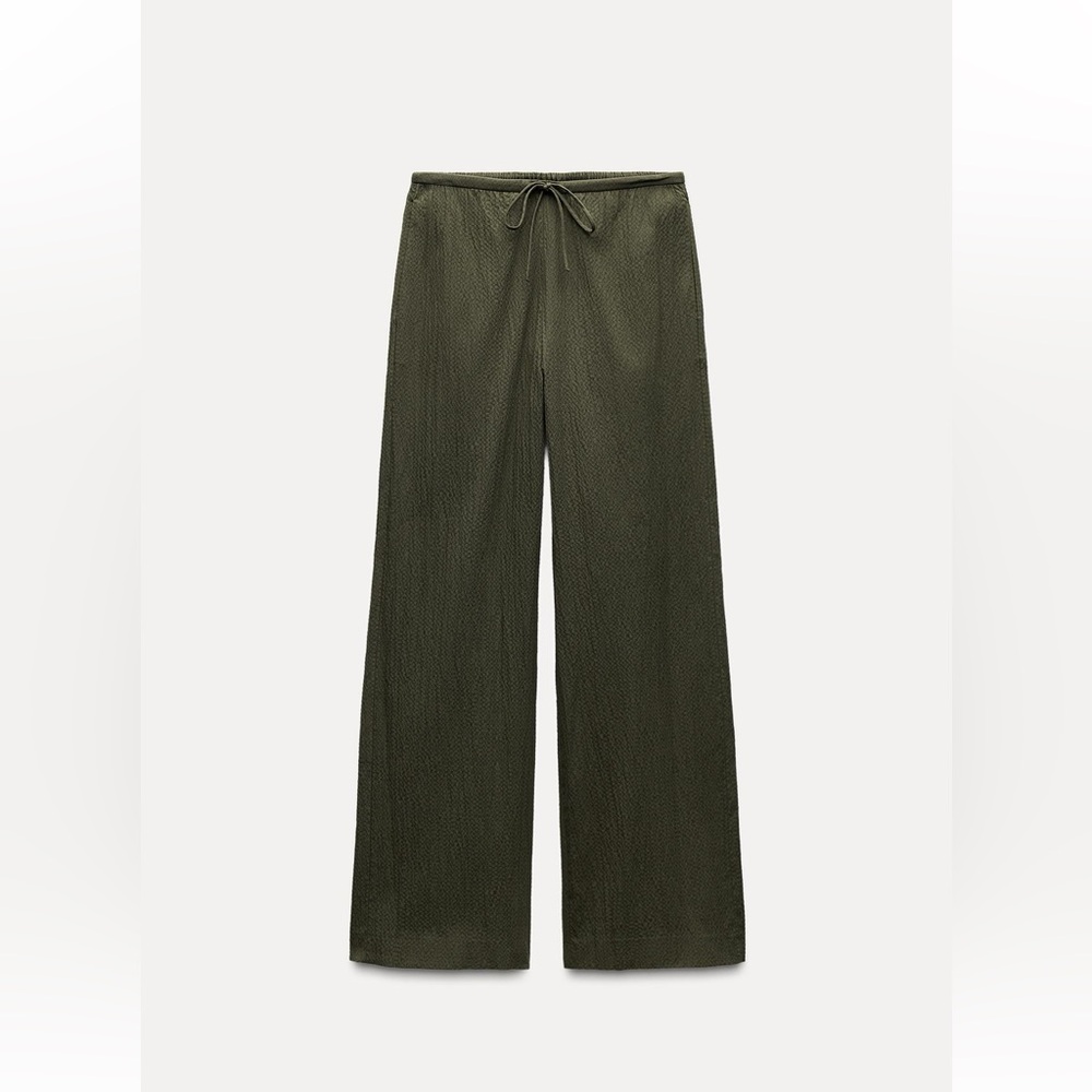 Zara Dark Green Wide-Leg Pants
